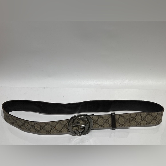 Gucci monogram GG brown canvas belt Sz 42 - Picture 1 of 6